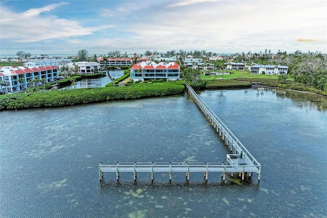 exterior space with a water view