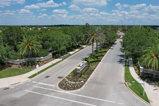 bird's eye view featuring a forest view