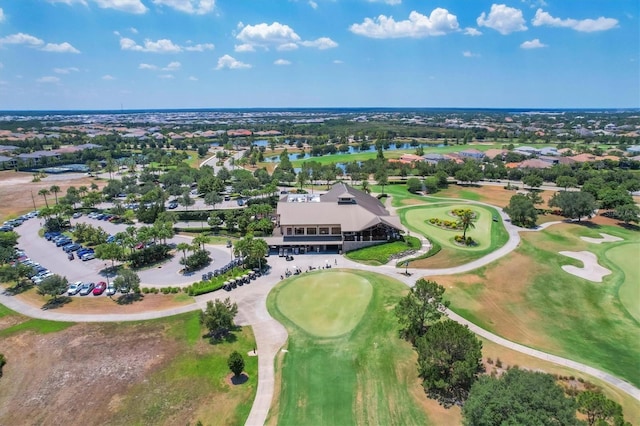 drone / aerial view with view of golf course