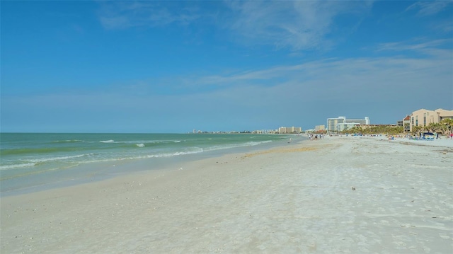 property view of water featuring a view of the beach