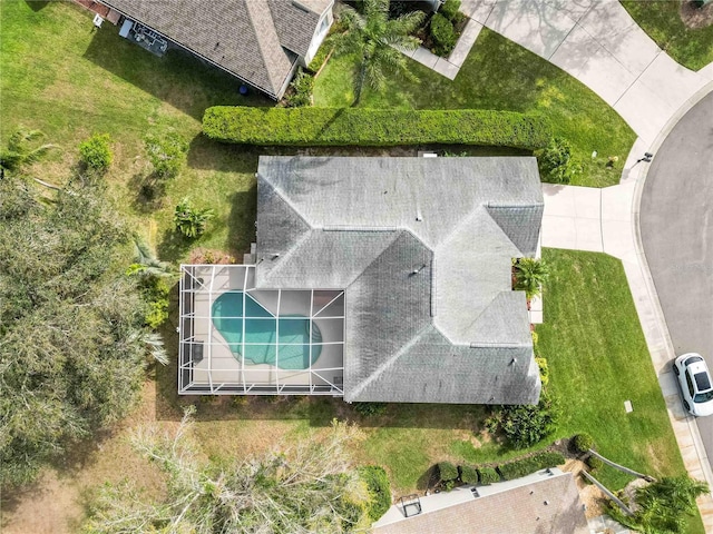 bird's eye view of a pool