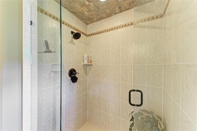 bathroom with a shower stall