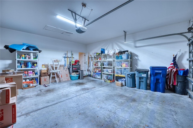 garage with a garage door opener