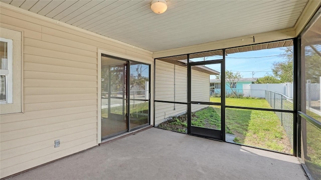 view of unfurnished sunroom