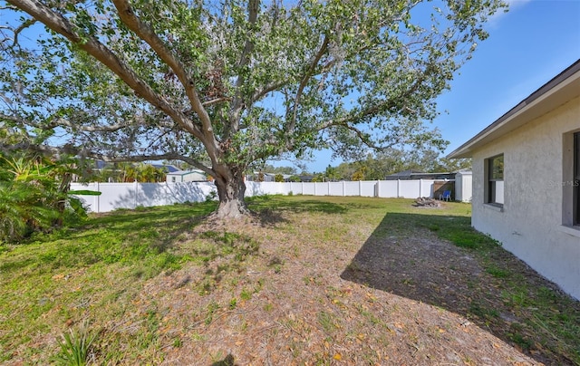 view of yard featuring a fenced backyard