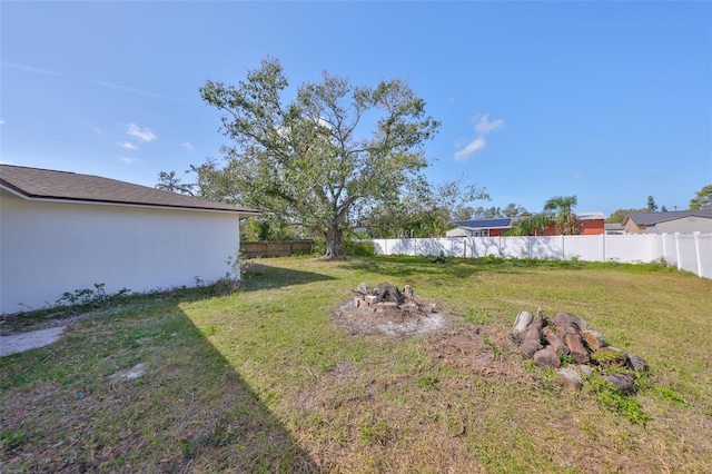 view of yard with a fenced backyard