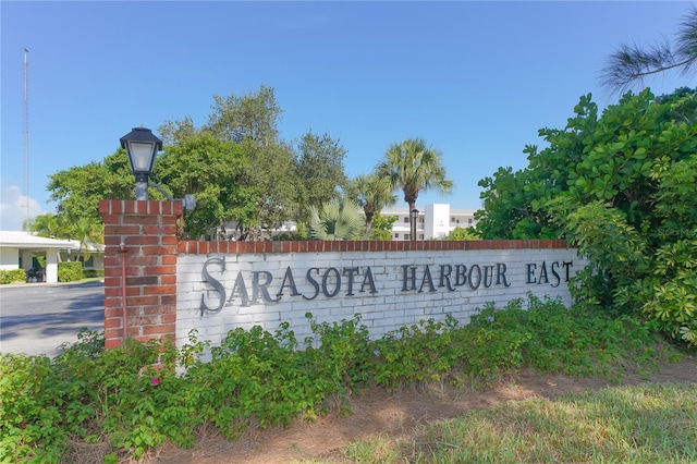 view of community sign