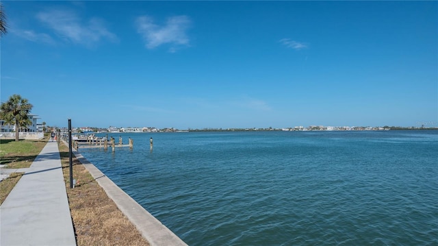 water view with a boat dock