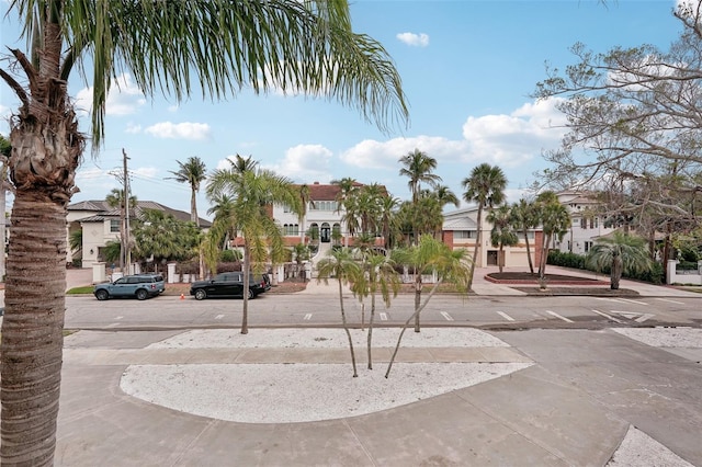 view of street featuring sidewalks and a residential view