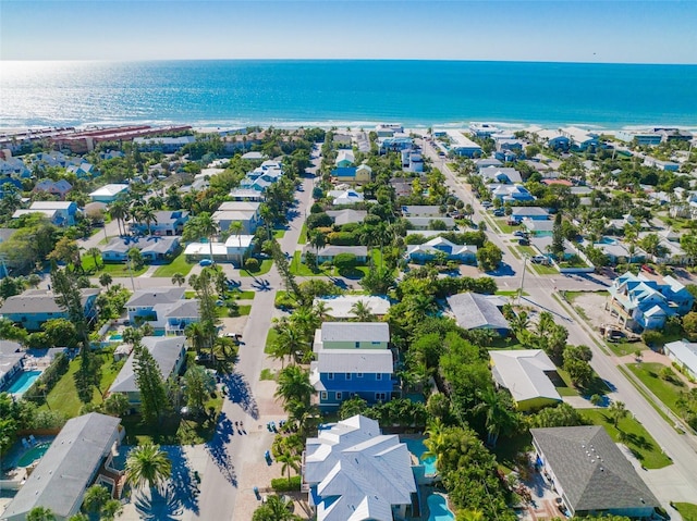 aerial view with a water view and a residential view