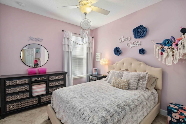 bedroom with carpet and ceiling fan