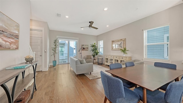 512 Laurel Park Dr, Sarasota, FL 34236 - interior space featuring light wood finished floors, recessed lighting, visible vents, ceiling fan, and baseboards