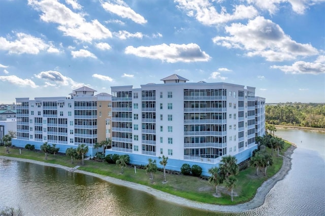 view of property with a water view