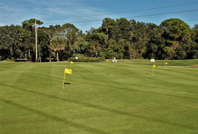 view of property's community featuring view of golf course