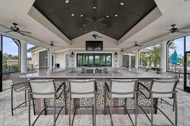 view of patio featuring outdoor wet bar