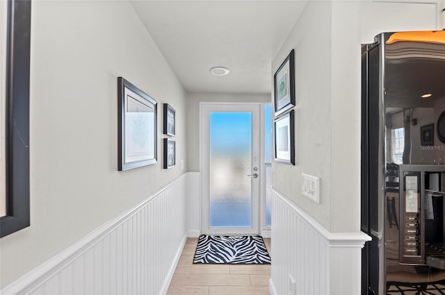 doorway with wainscoting