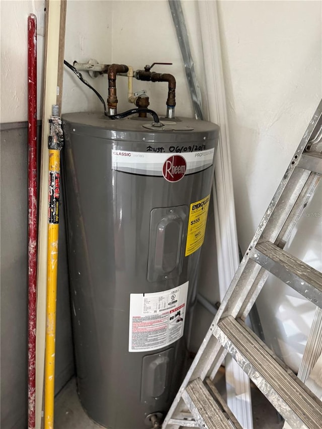 utility room with water heater