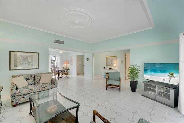 2 Antigua Cir Unit 4, Englewood, FL 34223 - living area with visible vents and ornamental molding