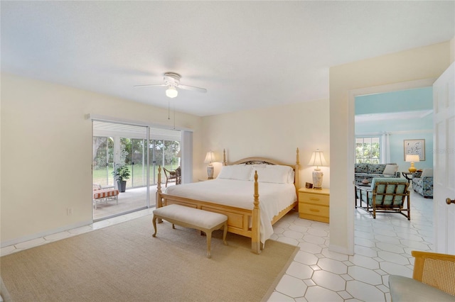 2 Antigua Cir Unit 4, Englewood, FL 34223 - bedroom with access to exterior, multiple windows, and a ceiling fan