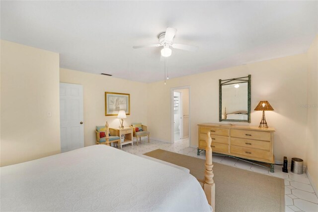 2 Antigua Cir Unit 4, Englewood, FL 34223 - bedroom featuring ceiling fan, light tile patterned floors, and visible vents