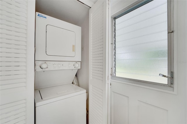 2 Antigua Cir Unit 4, Englewood, FL 34223 - laundry area with laundry area and stacked washing maching and dryer