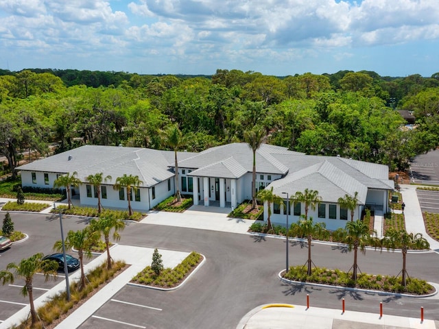 aerial view with a wooded view