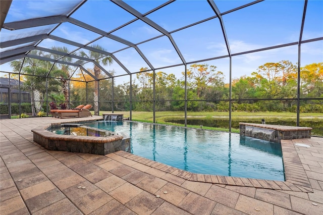 outdoor pool featuring a patio and a lanai