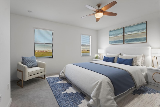 bedroom with carpet and ceiling fan