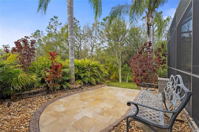 view of patio / terrace with a lanai