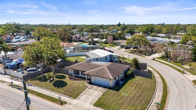 aerial view with a residential view