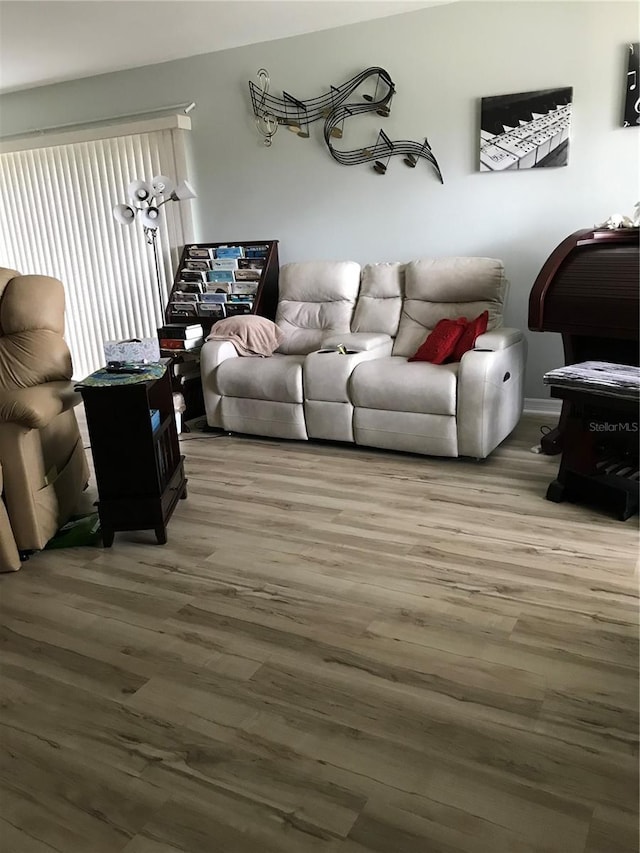 living area with wood finished floors