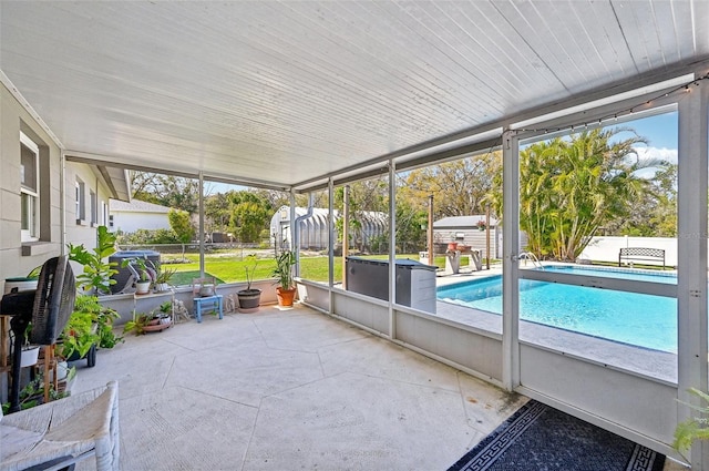 view of unfurnished sunroom