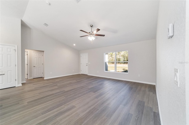 unfurnished living room with visible vents, baseboards, and wood finished floors