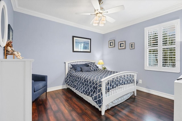 6211 90th Avenue Cir E, Parrish, FL 34219 - bedroom featuring wood finished floors, ornamental molding, and a ceiling fan