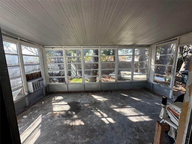 unfurnished sunroom with cooling unit