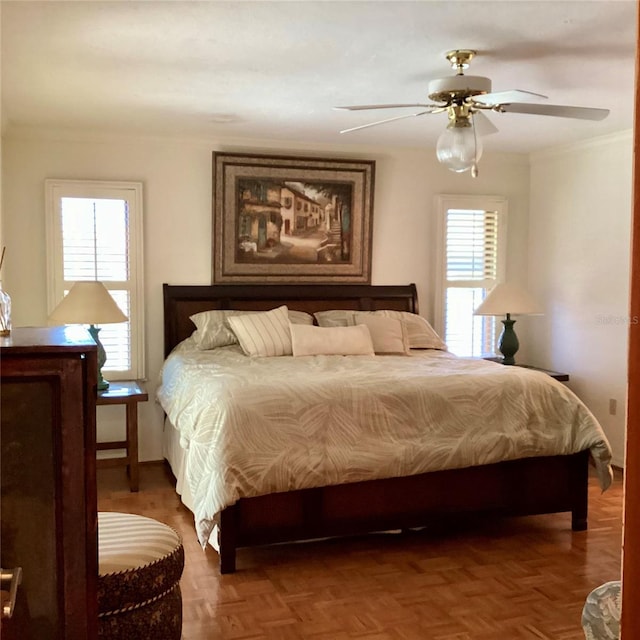 1428 Pine Island Ct, Punta Gorda, FL 33950 - bedroom with crown molding and ceiling fan