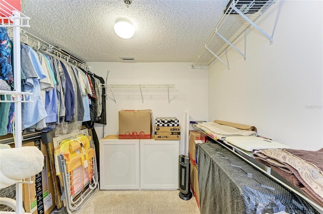 spacious closet with light carpet