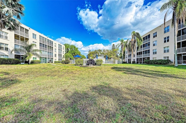 view of community featuring a lawn