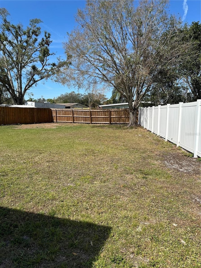 view of yard featuring a fenced backyard