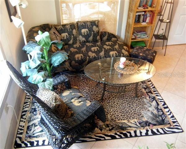 view of tiled living area