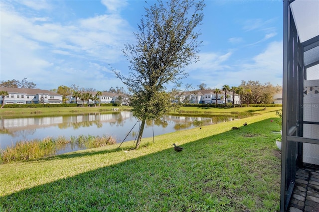 view of water feature with a residential view