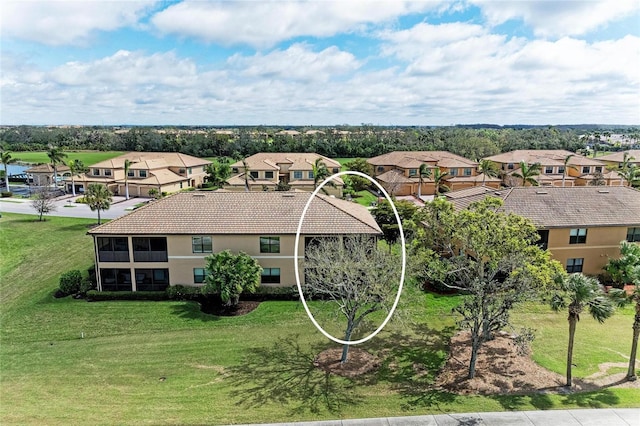 drone / aerial view with a residential view