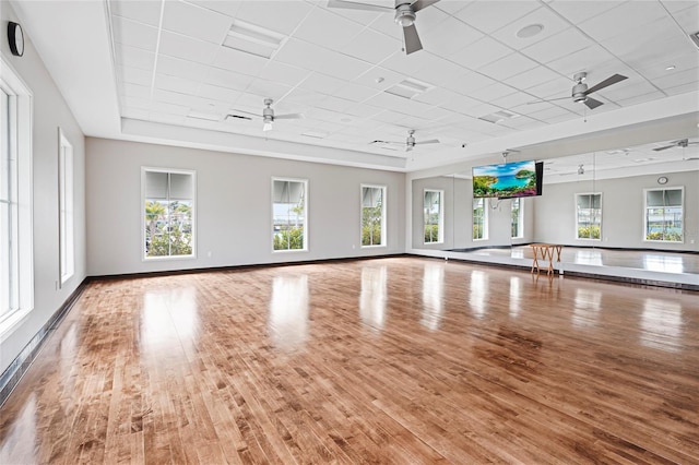 interior space with wood-type flooring, a wealth of natural light, and baseboards