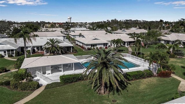 drone / aerial view with a residential view