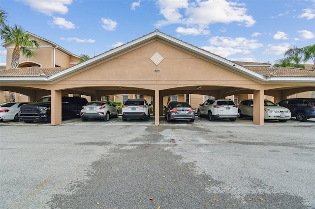 view of covered parking lot