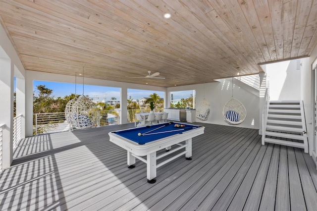 wooden terrace with ceiling fan