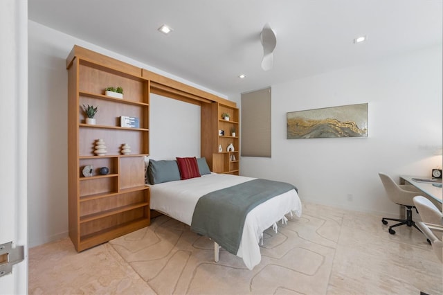 bedroom with recessed lighting