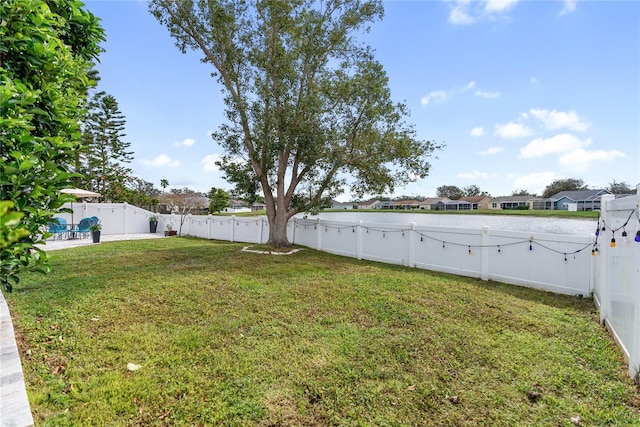 view of yard with a patio area and a fenced backyard