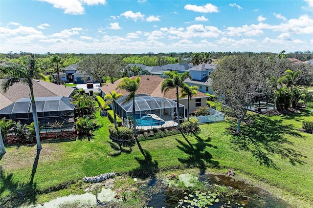 aerial view with a residential view