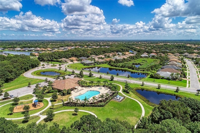 bird's eye view featuring a water view